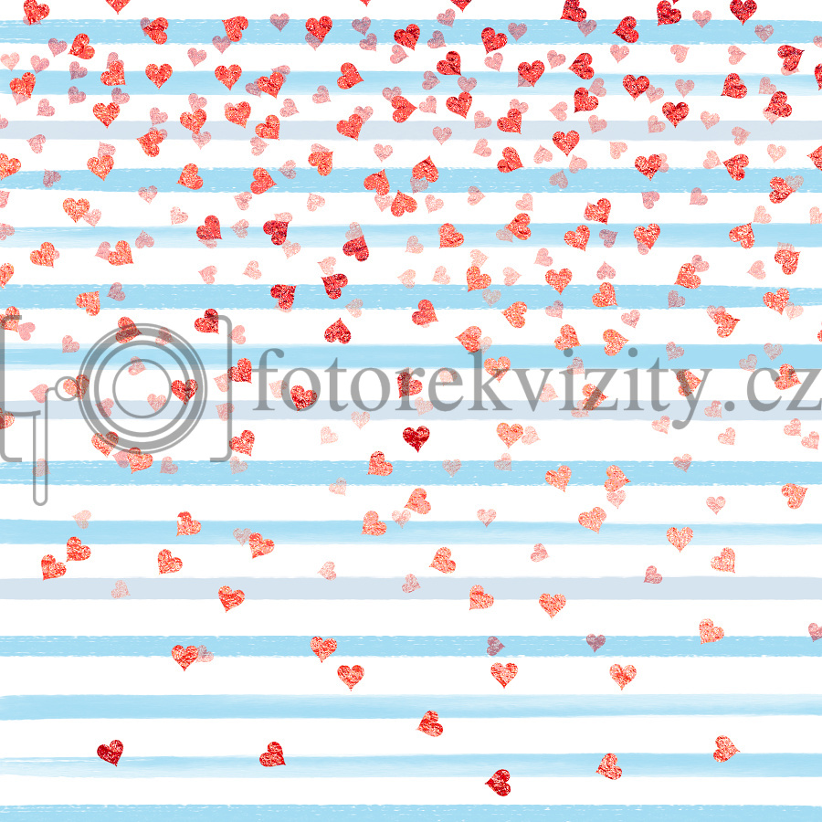 Vinylové fotopozadí - pruhy se srdíčky - Valentýn