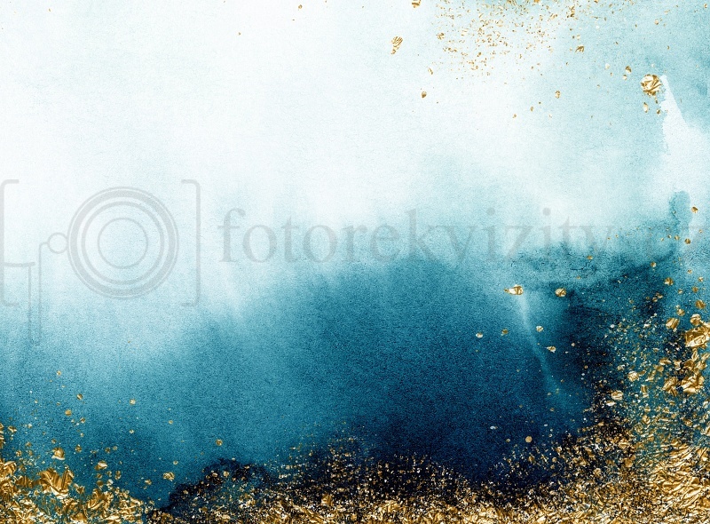 Vinylové fotopozadí - jemné, akvarel, zlatá, moře