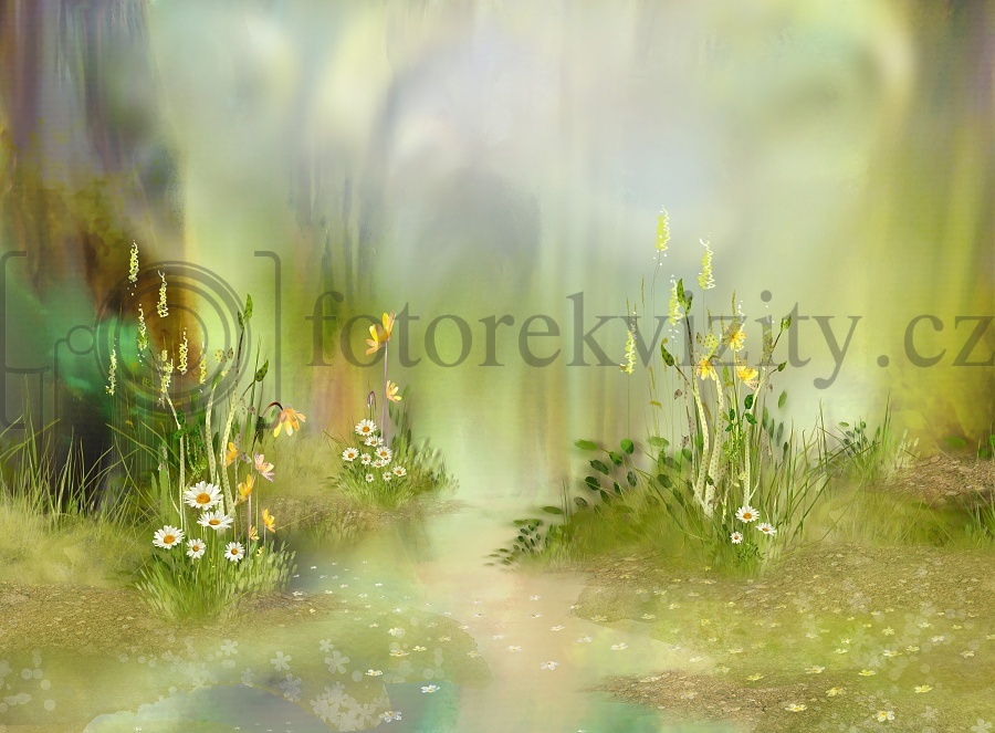 Vinylové fotopozadí - květiny, zelená