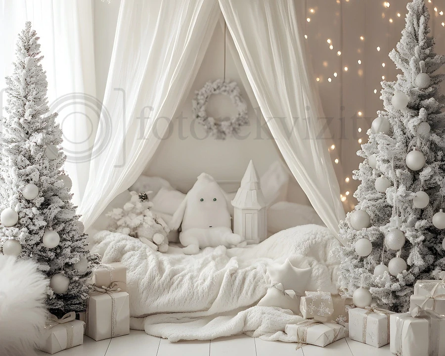 Vinylové fotopozadí - vánoční stromek, pohovka