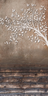 Spojené fotopozadí + fotopodlaha - pozadí s texturou a stromem 3D