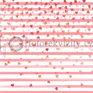 Vinylové fotopozadí - pruhy se srdíčky - Valentýn