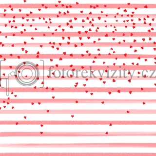 Vinylové fotopozadí - pruhy se srdíčky - Valentýn