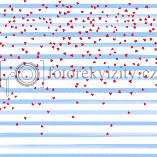 Vinylové fotopozadí - pruhy se srdíčky - Valentýn