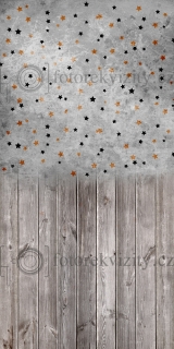 Spojené fotopozadí + fotopodlaha - dřevěná podlaha, pozadí s texturou a hvězdami