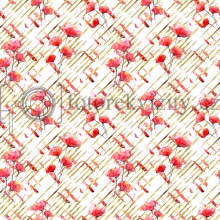 Vinylové fotopozadí - vlčí máky, zlaté pruhy