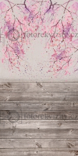 Spojené fotopozadí + fotopodlaha - dřevěná podlaha, pozadí s květy