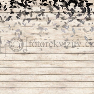 Vinylové fotopozadí - podzim, padající listí, dřevo
