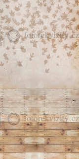 Spojené fotopozadí + fotopodlaha - dřevěná podlaha, podzim, padající listí, textura