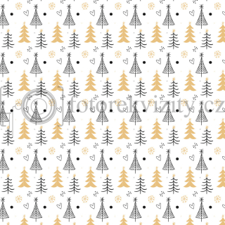 Vinylové fotopozadí - stromy, zlaté, vánoční