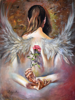 Anděl s růží - Petr Polášek - 60x80cm