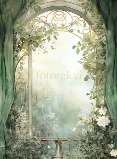 Vinylové fotopozadí - okno do zahrady