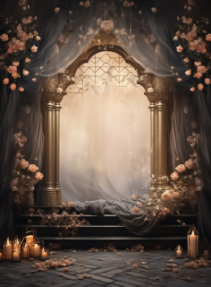 Vinylové fotopozadí - temné zámecké podloubí