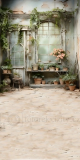 Spojené fotopozadí - stará zahrada, skleník