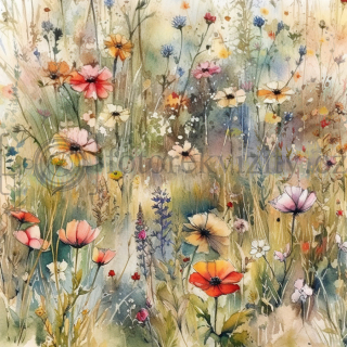 Vinylové fotopozadí - louka, květiny